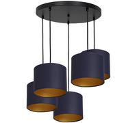 Pendelleuchte Sala da Pranzo Blu Oro Tessuto Metallo 58 CM E27 Lampada Blendarm