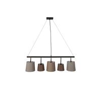 Pendelleuchte Soggiorno Nero Braun Beige 5-flmg E14 Tessuto Metallo Sospensione