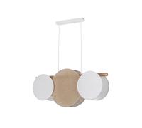 Pendelleuchte Sospensione Legno Tessuto Metallo 80 CM Lungo H: Max. 140 3x E27