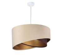 Pendelleuchte Tessuto Schermo IN Beige Oro Braun Tondo Ø50cm Pranzo Lampada Vaso