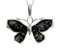 Pendente A Farfalla In Argento Sterling 925 E Ambra Baltica - AD217