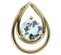 Pendente A Goccia In Oro Giallo 585 Con Topazio Blu Chiaro Halsschmuck