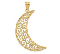 Pendente A Mezza Luna In Filigrana Polished In Oro Giallo 14K Tema Di Mezzanotte