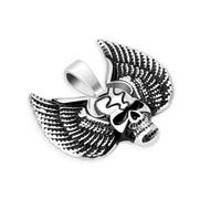 Pendente Biker Acciaio 316L Collana Teschio E Ali Cranio On Wings Biker Pendente