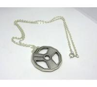 PENDENTE CIONDOLO COLLANA PESO DISCO GHISA CROSSFIT FORATO ARGENTO NO 925 GYM