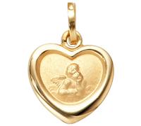 Pendente Ciondolo Cuore Con Angelo Custode 333 Oro Parzialmente Opaca
