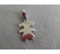 PENDENTE CIONDOLO ORO BIANCO BAMBINA BIMBA PER COLLANA BRACCIALE NASCITA NEONATO