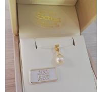 Pendente ciondolo perla coltivata in acqua dolce in oro giallo 750 18 kt nuovo