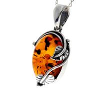Pendente Classico Designer In Argento Sterling 925 E Ambra Baltica - 359