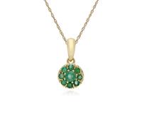 Pendente Classico Rotondo In Smaraldo E Catena In Oro Giallo 9ct