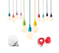 Pendente colorato cavo telato lampada led E27 12W 18W lampadario sospensione LED [EEK: A+]