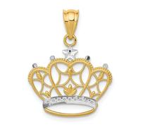 Pendente Corona Reale In Oro Giallo E Bianco 14K Lucido E Testurizzato