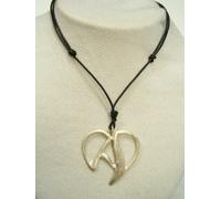 Pendente CUORE con INIZIALE " A " in ARGENTO 925 - Ciondolo con girocollo -