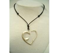 Pendente CUORE con INIZIALE " E " in ARGENTO 925 - Ciondolo con girocollo -