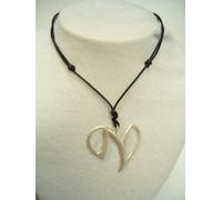 Pendente CUORE con INIZIALE " N " in Argento 925 - Ciondolo con girocollo -
