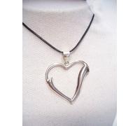 Pendente CUORE con INIZIALE " V " in ARGENTO 925 - Ciondolo con girocollo -