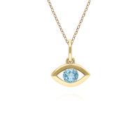 Pendente Dainty Evil Eye In Topazio Blu In Oro Giallo 9 Carati