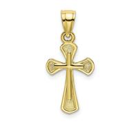 Pendente Doppio Croce Piccolo In Oro Giallo Lucido E Testurizzato 10K