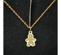 Pendente E Catena Oro 18k 750 Mls. Silhouette Niño. Base Di Nácar. 12,1 MM