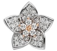 Pendente Fiore Con 30 Diamanti Brillanti 585 Oro Rosso Oro Bianco Bicolore