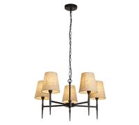 Pendente Gothic 5Lt - Metallo nero martellato e lino naturale