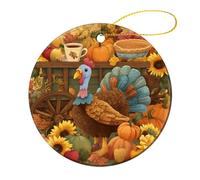 Pendente Happy Fall Harvest Thanksgiving Chicken Decorazione Con Nastro Dorato Natalizia Appendere Per Esterni Domestico Commerciale