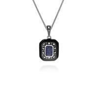 Pendente In Lapis Lazuli, Smalto E Marcasite Ispirato All'Art Deco