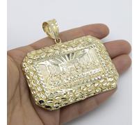 Pendente Last Supper In Oro Giallo 10K Con Cornice A Nugget Gigante 2 3/4"