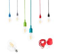 Pendente led vintage colorato lampadina 6w filamento g95 lampadario cavo telato