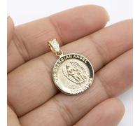 Pendente Medaglione Angelo Custode Testurizzato In Oro Giallo 14K