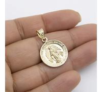 Pendente Miracoloso Di Maria Texturizzato Rotondo In Oro Giallo 14K