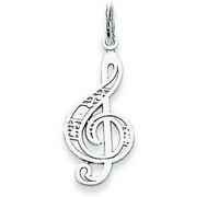 Pendente Moda Clef Di Violino In Oro Bianco 14K Lucido Per Collana