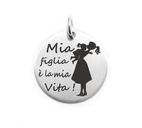PENDENTE MONETA PERSONALIZZATA IN ACCIAIO MIA FIGLIA È LA MIA VITA
