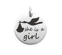 PENDENTE MONETA PERSONALIZZATA IN ACCIAIO SHE IS GIRL