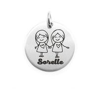 PENDENTE MONETA PERSONALIZZATA IN ACCIAIO SORELLE