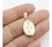 Pendente Ovale Testurizzato Miracolosa Maria In Oro Giallo 14K