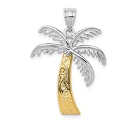 Pendente Palma In Oro Giallo E Bianco 14K Lucido