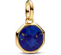 Pandora ME 763388C01 - Mini medaglione in argento sterling con lega di metallo dorato e lapislazzuli, compatibile con ME e Moments, colore: Blu, misura unica, Argento sterling, Lapislazzuli