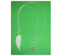 Pendente Piuma Da Madreperla Naturale 30 MM E Catena Argento 1ª Argento. Nuevo.