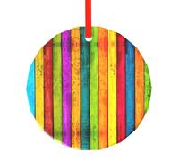 Pendente rotondo in vetro colorato con stampa a tavola di legno - Ornamento da appendere all'albero di Natale per vacanze, casa, ufficio e decorazioni per feste