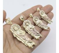 Pendente St. Jude In Oro Giallo Rosa 10K Con Taglio A Diamante Tutte Le Misure