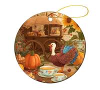 Pendente Thanksgiving Chicken Happy Fall Harvest Ornamenti Con Nastro Dorato Natale Ornamento Per Vacanze Commerciale Domestico