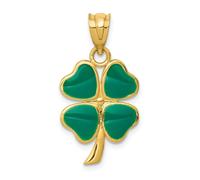 Pendente Trifoglio Irlandese Con Stelo In Smalto 14K A 4 Foglie