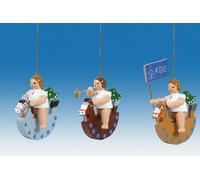 Pendenti Albero 3-teilig Angelo Su Cavallo Dondolo Senza Corona Altezza 6 CM Neu