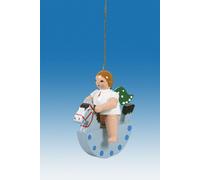 Pendenti Albero Angelo Su Cavallo a Dondolo Senza Corona Altezza Circa 6cm Nuovo