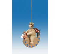 Pendenti Albero Angelo Su Cavallo Dondolo Senza Corona Natura Altezza Circa 6cm
