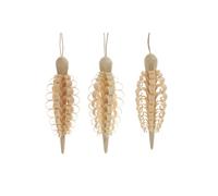 Pendenti Albero Pigna 3er Set 8x3x3cm Nuovo Natale Albero Gioiello IN Legno