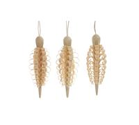 Pendenti Albero Pigna 3er Set 8x3x3cm Nuovo Natale Albero Gioiello IN Legno