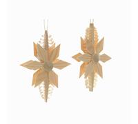 Pendenti Albero Stella di Legno 2er Set 9,5x7x1,2cm Nuovo Natale Gioiello IN