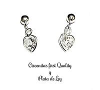 Pendenti Cuori Zircone 7 MM E Argento di Legge 925. Moda, Qualità. Astuccio